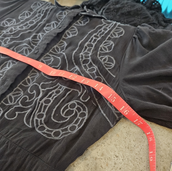 Elegant Black Embroidered Dress.  Flat Friendly. - Picture 6 of 9